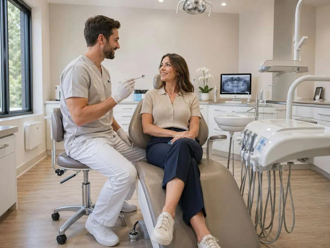 Doctor discussing a braces and aligner treatment plan with a patient